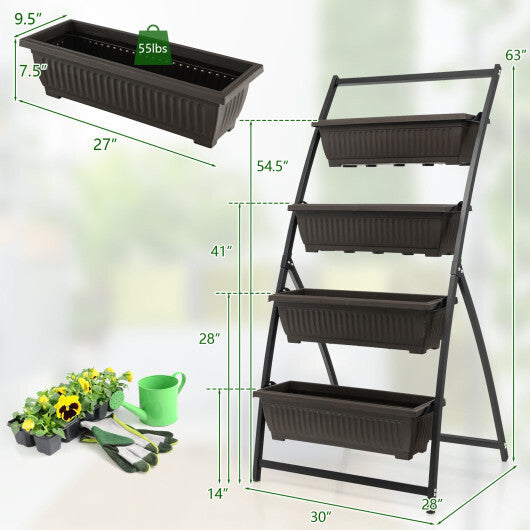 4-Tier Vertical Raised Garden Bed with 4 Containers and Drainage Holes-M LuxuryLifeWay Online Store