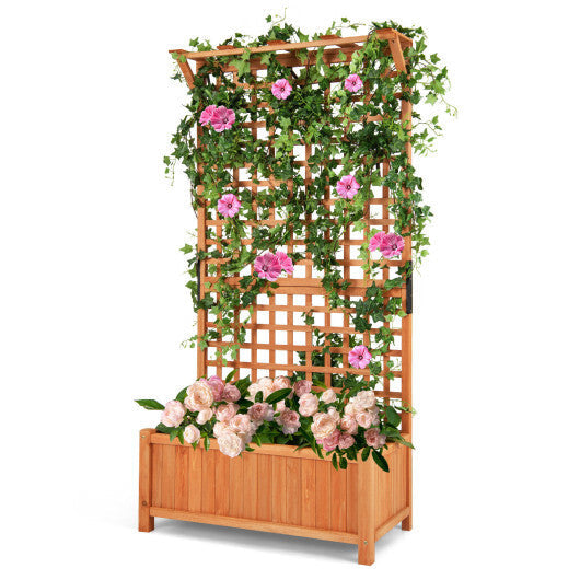 Raised Garden Bed with Trellis and Hanging Roof-Natural LuxuryLifeWay Online Store
