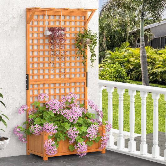 Raised Garden Bed with Trellis and Hanging Roof-Natural LuxuryLifeWay Online Store