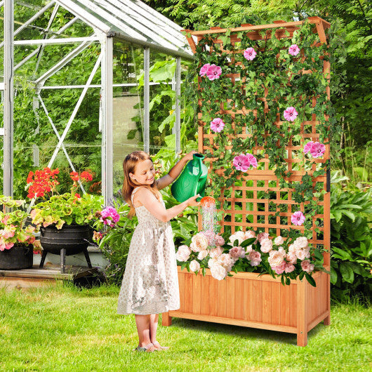 Raised Garden Bed with Trellis and Hanging Roof-Natural LuxuryLifeWay Online Store