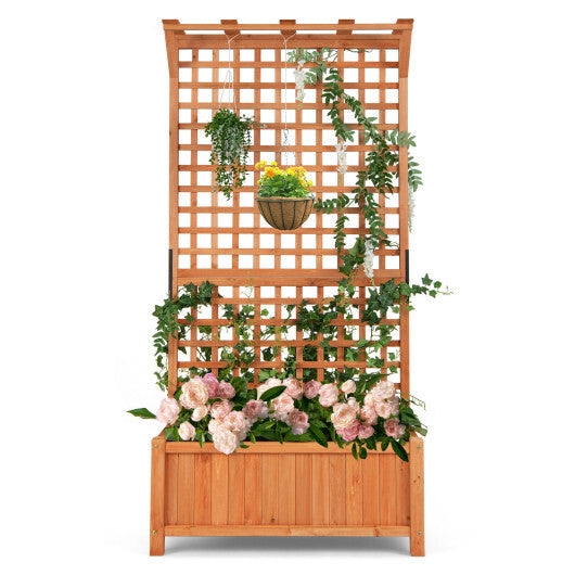 Raised Garden Bed with Trellis and Hanging Roof-Natural LuxuryLifeWay Online Store