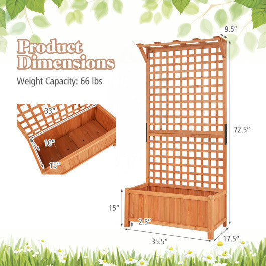 Raised Garden Bed with Trellis and Hanging Roof-Natural LuxuryLifeWay Online Store
