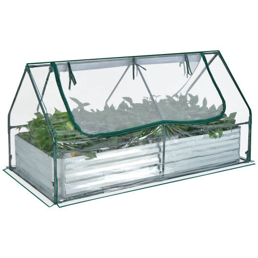 6 x 3 x 3 Feet Galvanized Raised Garden Bed with Greenhouse-Silver LuxuryLifeWay Online Store