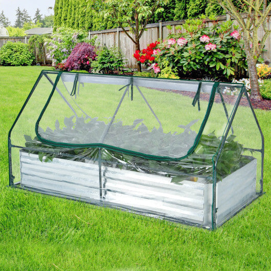 6 x 3 x 3 Feet Galvanized Raised Garden Bed with Greenhouse-Silver LuxuryLifeWay Online Store