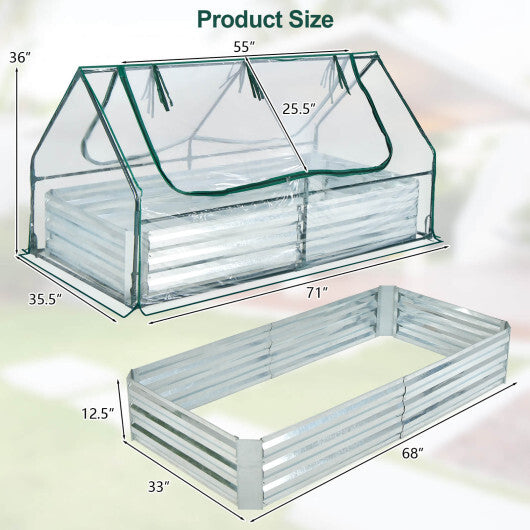 6 x 3 x 3 Feet Galvanized Raised Garden Bed with Greenhouse-Silver LuxuryLifeWay Online Store