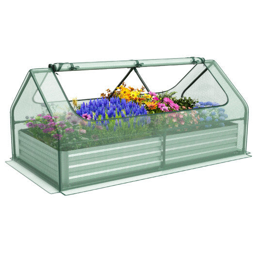 6 x 3 x 3 Feet Galvanized Raised Garden Bed with Greenhouse-Silver LuxuryLifeWay Online Store