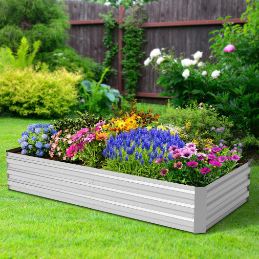6 x 3 x 3 Feet Galvanized Raised Garden Bed with Greenhouse-Silver LuxuryLifeWay Online Store