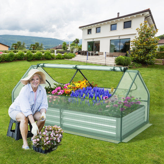 6 x 3 x 3 Feet Galvanized Raised Garden Bed with Greenhouse-Silver LuxuryLifeWay Online Store