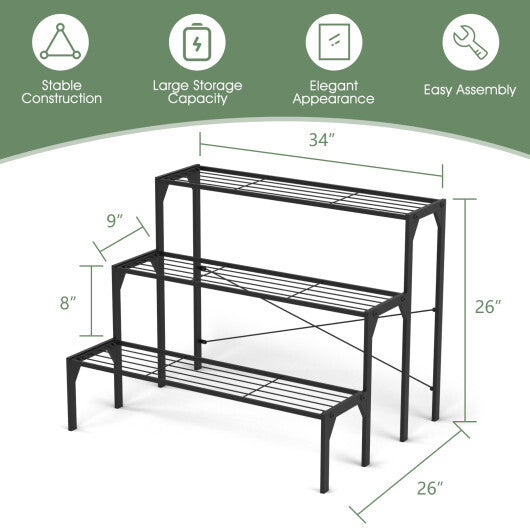 Outdoor 3 Tier Metal Plant Stand with Heavy Duty Rack for Multiple Use LuxuryLifeWay Online Store