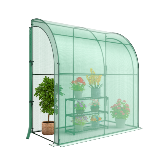 7 x 3.5 x 7 Feet Lean-to Greenhouse with Flower Rack LuxuryLifeWay Online Store