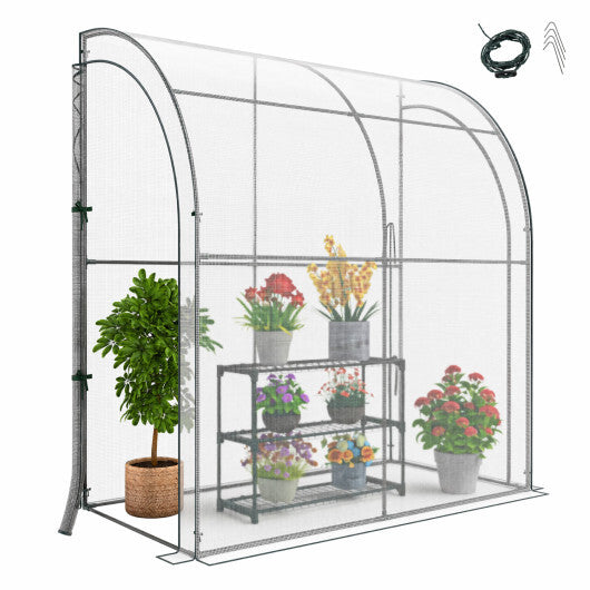 7 x 3.5 x 7 Feet Lean-to Greenhouse with Flower Rack-White LuxuryLifeWay Online Store