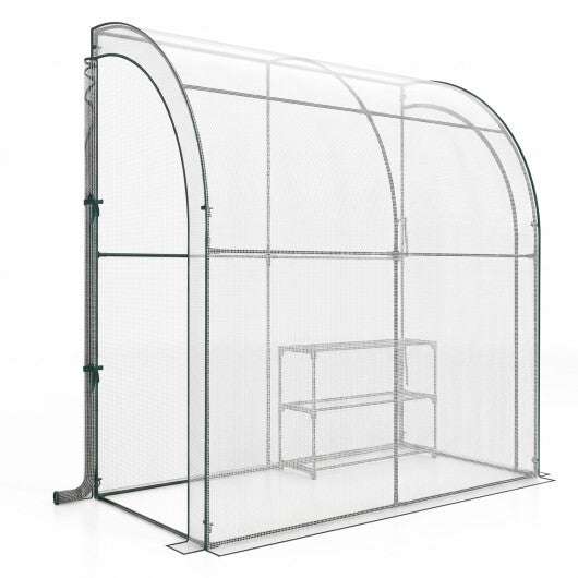 7 x 3.5 x 7 Feet Lean-to Greenhouse with Flower Rack-White LuxuryLifeWay Online Store