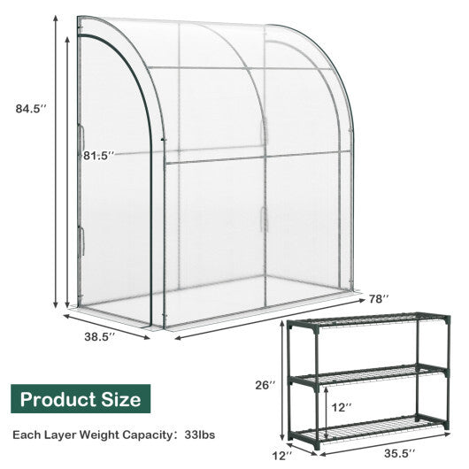 7 x 3.5 x 7 Feet Lean-to Greenhouse with Flower Rack-White LuxuryLifeWay Online Store