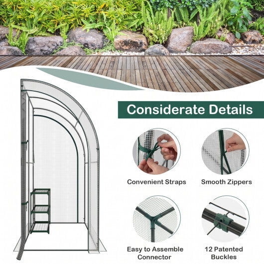 7 x 3.5 x 7 Feet Lean-to Greenhouse with Flower Rack-White LuxuryLifeWay Online Store
