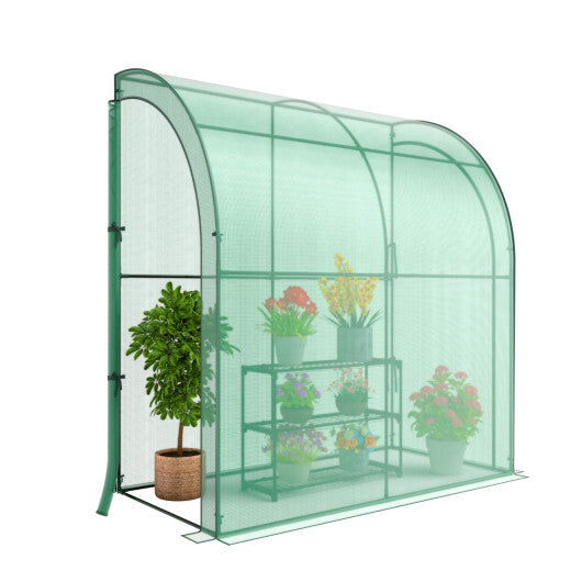 7 x 3.5 x 7 Feet Lean-to Greenhouse with Flower Rack-White LuxuryLifeWay Online Store