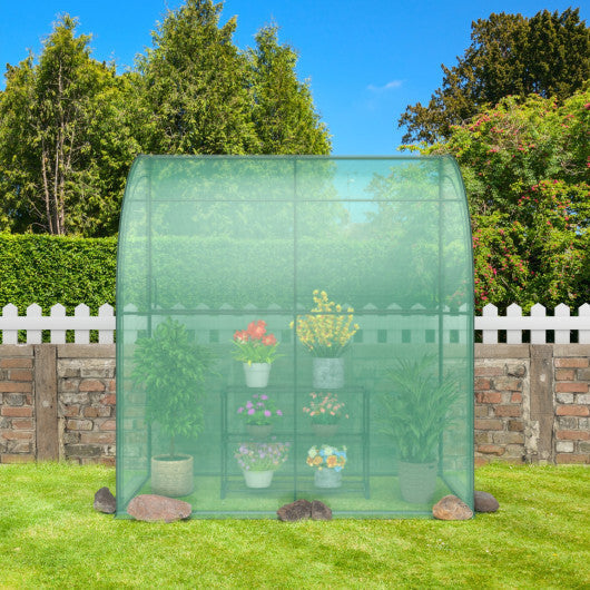7 x 3.5 x 7 Feet Lean-to Greenhouse with Flower Rack-White LuxuryLifeWay Online Store