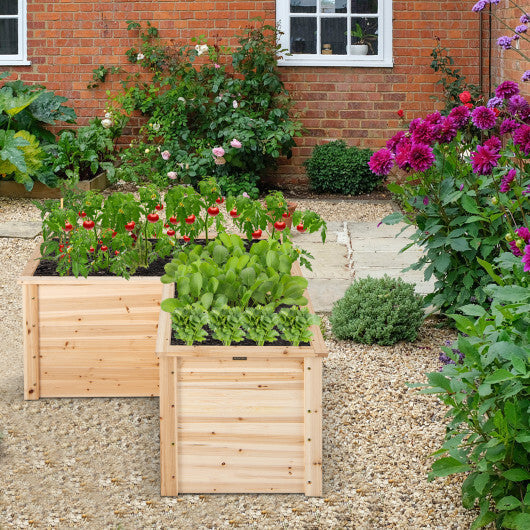 24 Inch L-Shaped Wooden Raised Garden Bed with Open-Ended Base-Natural LuxuryLifeWay Online Store