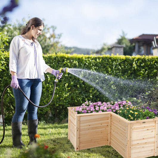 24 Inch L-Shaped Wooden Raised Garden Bed with Open-Ended Base-Natural LuxuryLifeWay Online Store