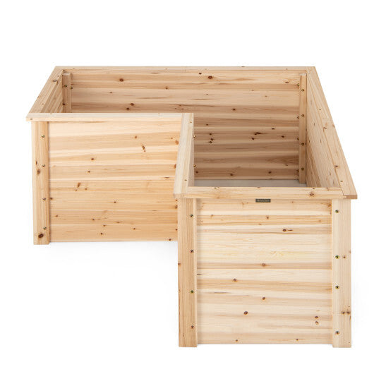 24 Inch L-Shaped Wooden Raised Garden Bed with Open-Ended Base-Natural LuxuryLifeWay Online Store
