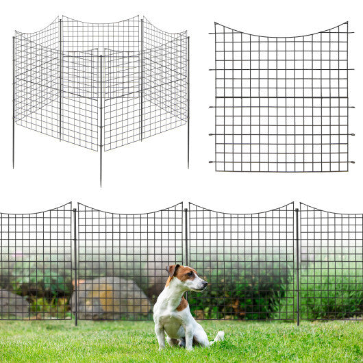 Decorative Garden Fence with 5 Panels and 5 Stakes-Black LuxuryLifeWay Online Store