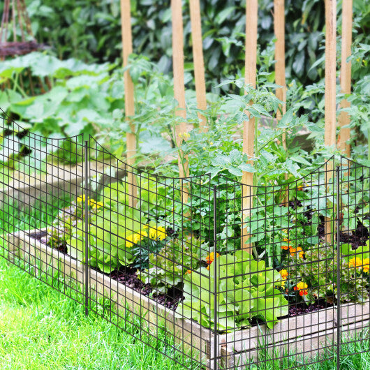Decorative Garden Fence with 5 Panels and 5 Stakes-Black LuxuryLifeWay Online Store
