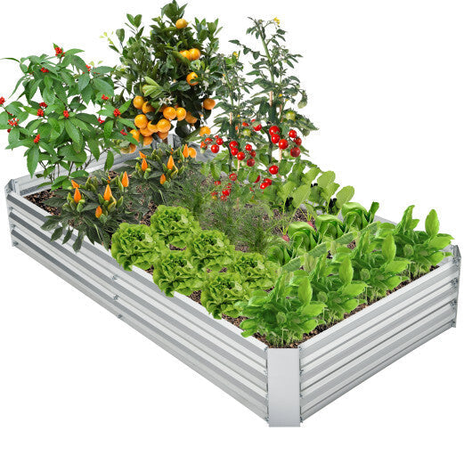 Metal Galvanized Raised Garden Bed with Open-Ended Base-6 x 3 ft - Color: Silver - Size: 6 x 3 ft LuxuryLifeWay Online Store