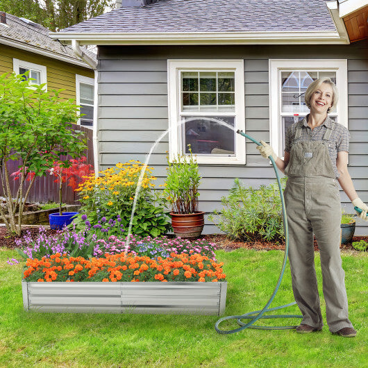 Metal Galvanized Raised Garden Bed with Open-Ended Base-6 x 3 ft - Color: Silver - Size: 6 x 3 ft LuxuryLifeWay Online Store