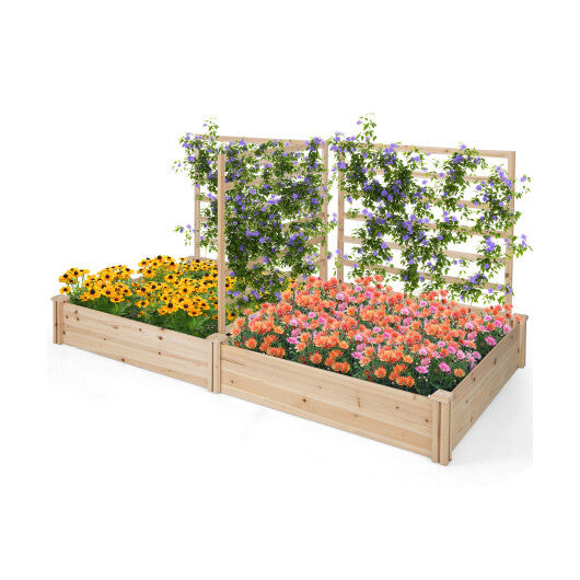 Raised Garden Bed with 2 Planter Boxes and 3 Trellis-Natural LuxuryLifeWay Online Store
