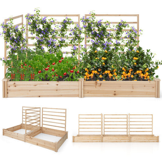 Raised Garden Bed with 2 Planter Boxes and 3 Trellis-Natural LuxuryLifeWay Online Store