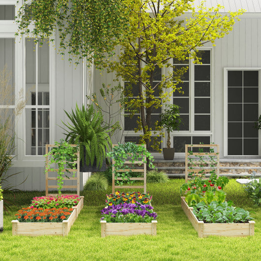 Raised Garden Bed with Planter Box and Trellis-Natural LuxuryLifeWay Online Store