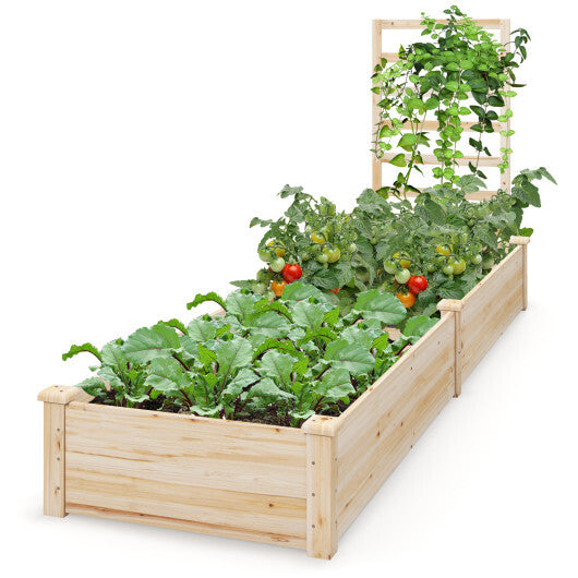 Raised Garden Bed with Planter Box and Trellis-Natural LuxuryLifeWay Online Store