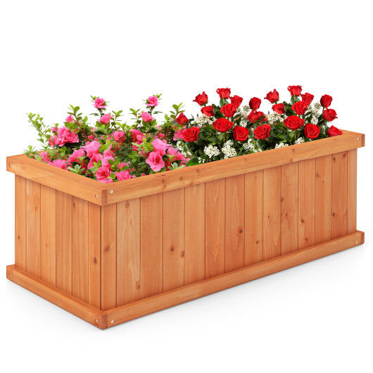 Raised Garden Bed Wooden Planter Box with 4 Drainage Holes and Detachable Bottom Panels-Orange LuxuryLifeWay Online Store