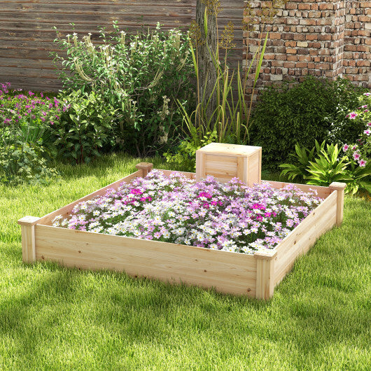 49 x 49 x 10 Inch Raised Garden Bed with Compost Bin and Open-ended Bottom-Natural LuxuryLifeWay Online Store