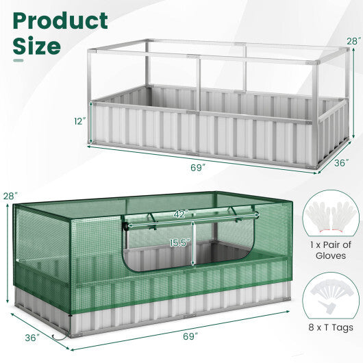 Galvanized Raised Garden Bed with Greenhouse Cover LuxuryLifeWay Online Store