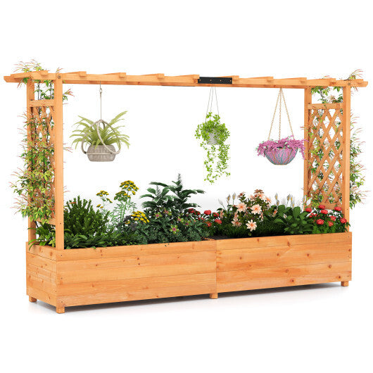 Raised Garden Bed Planter Box with Lattice Trellis Drainage Holes LuxuryLifeWay Online Store