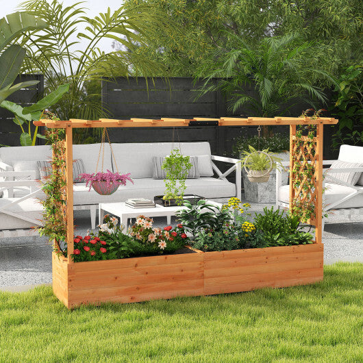 Raised Garden Bed Planter Box with Lattice Trellis Drainage Holes LuxuryLifeWay Online Store