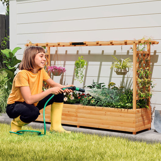 Raised Garden Bed Planter Box with Lattice Trellis Drainage Holes LuxuryLifeWay Online Store