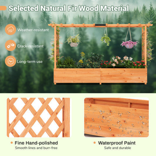 Raised Garden Bed Planter Box with Lattice Trellis Drainage Holes LuxuryLifeWay Online Store