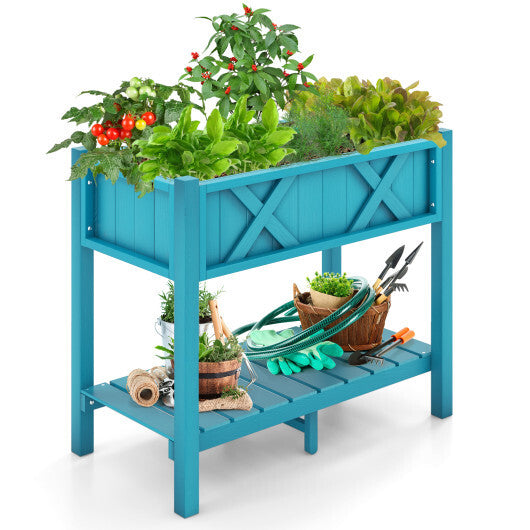 HIPS Raised Garden Bed Poly Wood Elevated Planter Box-Black LuxuryLifeWay Online Store