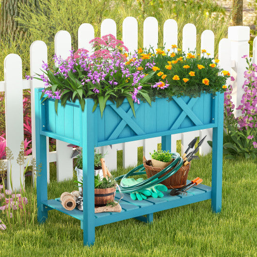 HIPS Raised Garden Bed Poly Wood Elevated Planter Box-Black LuxuryLifeWay Online Store