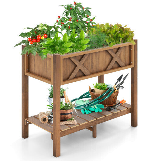 HIPS Raised Garden Bed Poly Wood Elevated Planter Box-Black LuxuryLifeWay Online Store