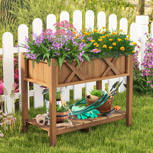 HIPS Raised Garden Bed Poly Wood Elevated Planter Box-Black LuxuryLifeWay Online Store