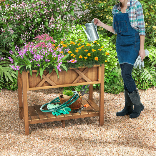 HIPS Raised Garden Bed Poly Wood Elevated Planter Box-Black LuxuryLifeWay Online Store
