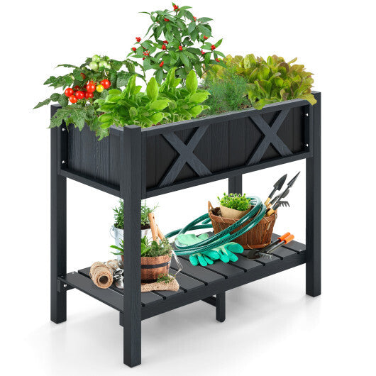 HIPS Raised Garden Bed Poly Wood Elevated Planter Box-Black LuxuryLifeWay Online Store