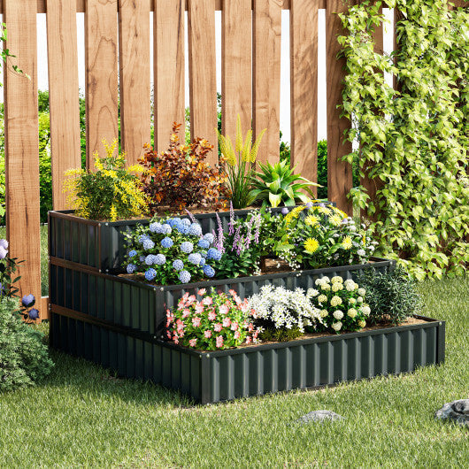 Heavy-Duty Metal Outdoor 3-Tier Raised Garden Bed Planter Box-Green LuxuryLifeWay Online Store