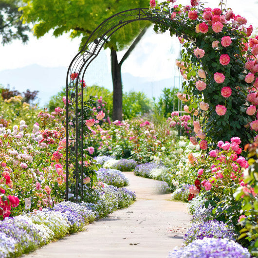 Garden Arch Arbor Trellis for Climbing Plants Roses Vines-Black LuxuryLifeWay Online Store