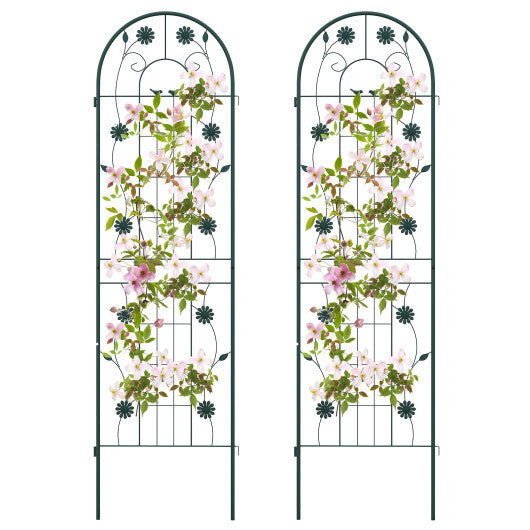 2 Pack 71 x 20 Inch Metal Garden Trellis Rustproof Plant Support for Climbing Plants-Green LuxuryLifeWay Online Store