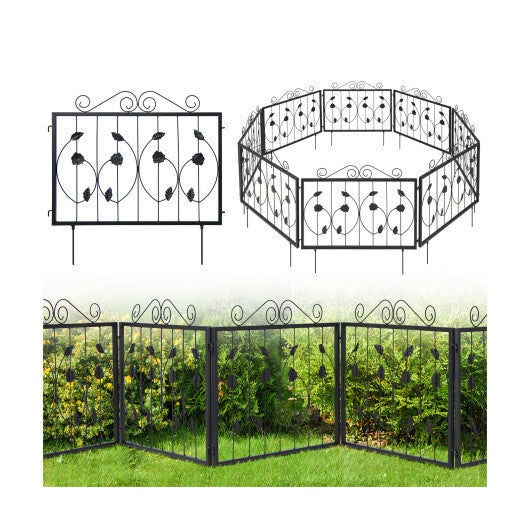 Decorative Garden Fence with 8 Panels Animal Barrier-Black LuxuryLifeWay Online Store