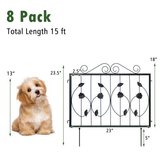 Decorative Garden Fence with 8 Panels Animal Barrier-Black LuxuryLifeWay Online Store