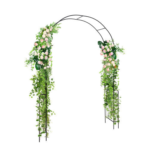 7.9 Feet Metal Garden Arch Backdrop Stand with Fence for Climbing Plants-Black LuxuryLifeWay Online Store